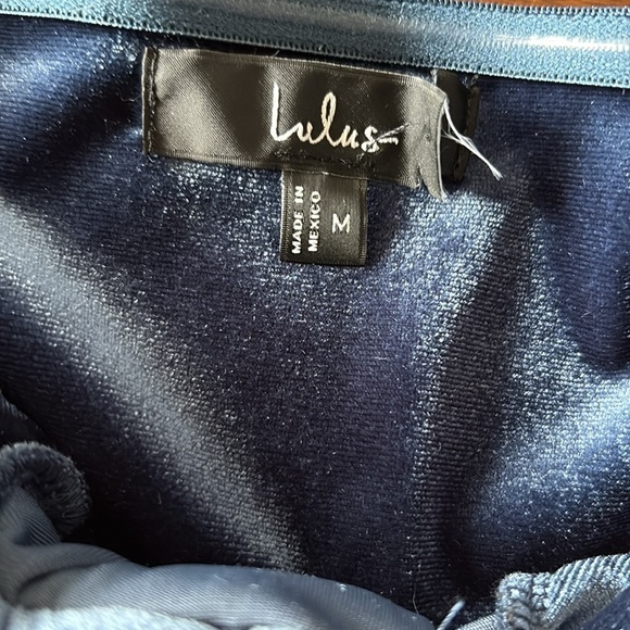 Lulus Elegant Navy Front Tie Strapless Velvet Dress. Size M. NWOT! - Picture 5 of 5